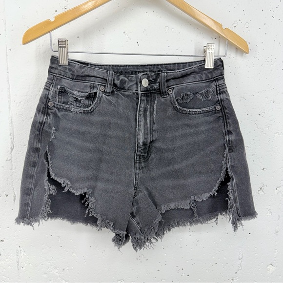 Lot of 3 American Eagle Size 4 Mom High Rise Distressed Black Blue Jean Shorts - Picture 7 of 16